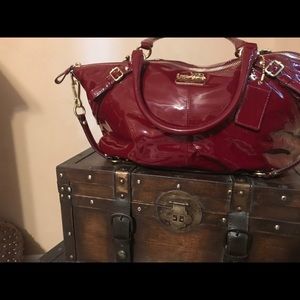 Coach red patent leather bag