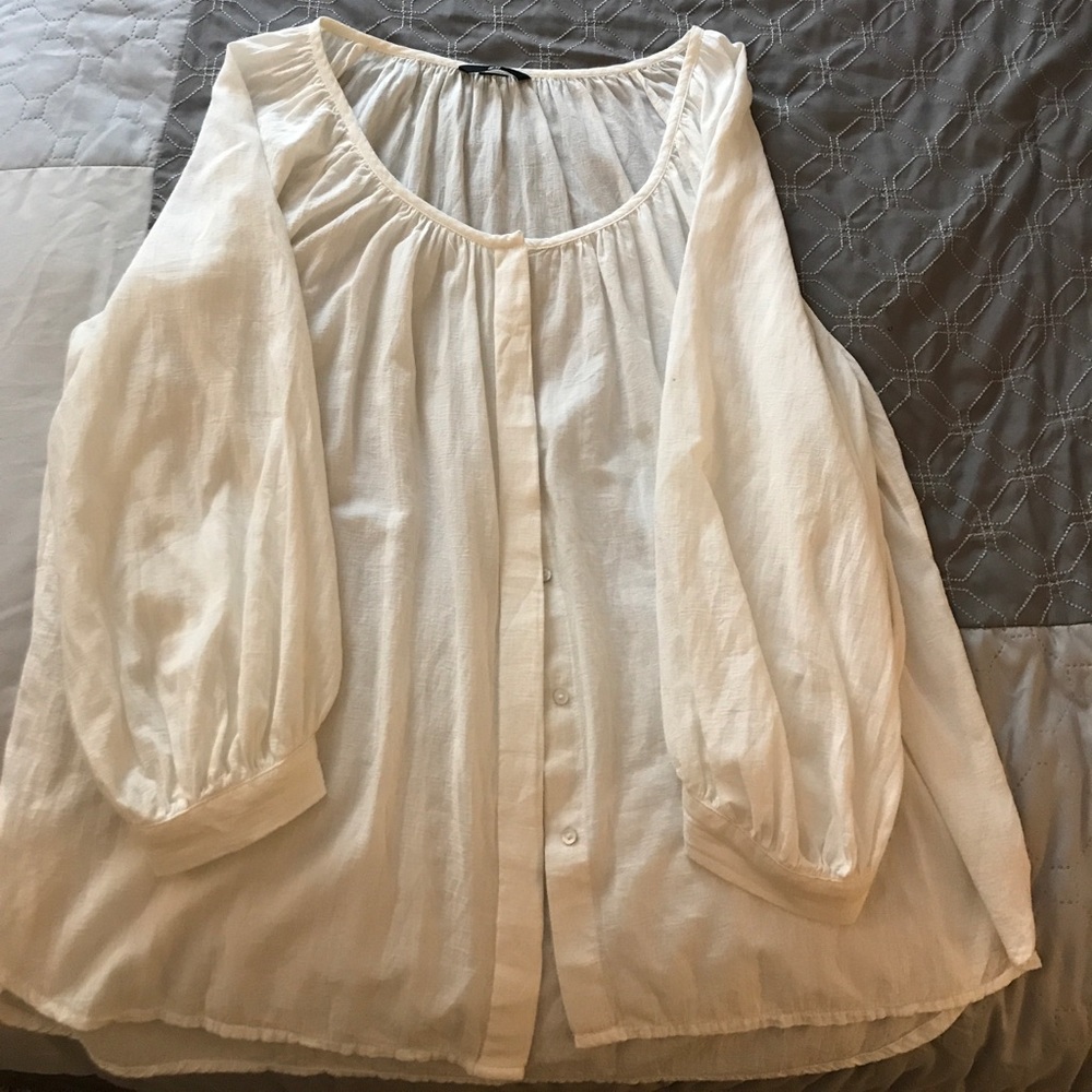 H&M Sheer and blousy cream peasant blouse