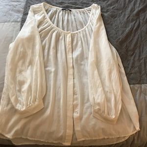 H&M Sheer and blousy cream peasant blouse