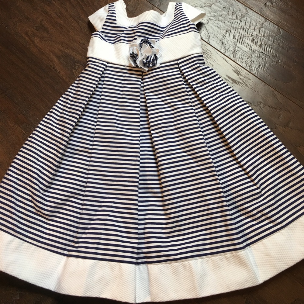 Blue and white striped dress