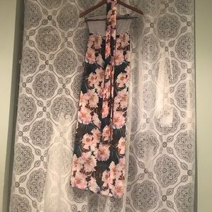 Stripped top with floral skirt dress