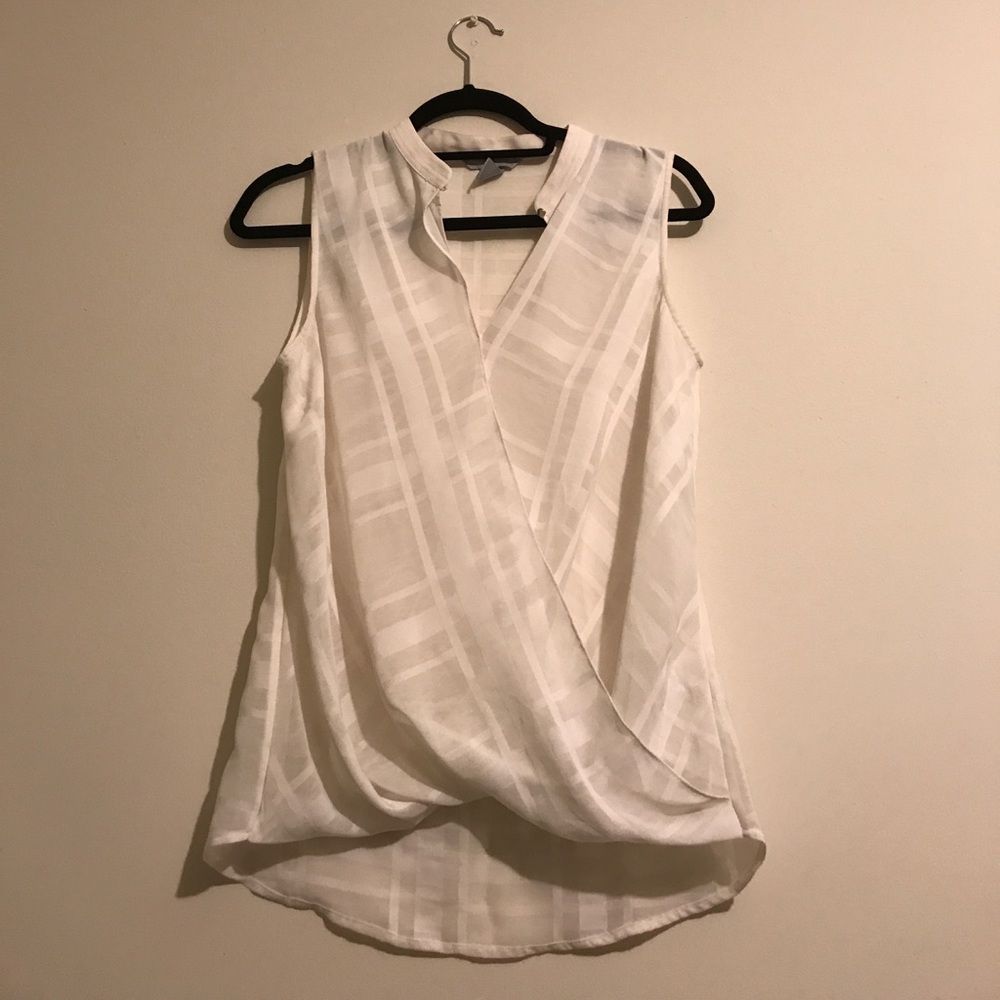 H&M Ivory Drape Crossover Blouse with Print