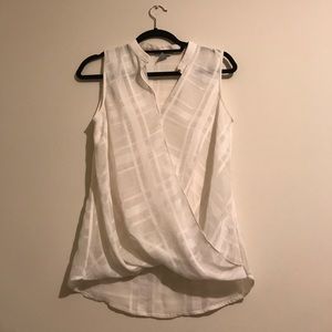 H&M Ivory Drape Crossover Blouse with Print