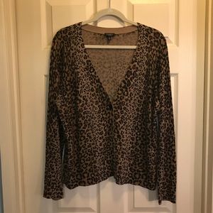 Talbots Animal Print Cardigan, XL