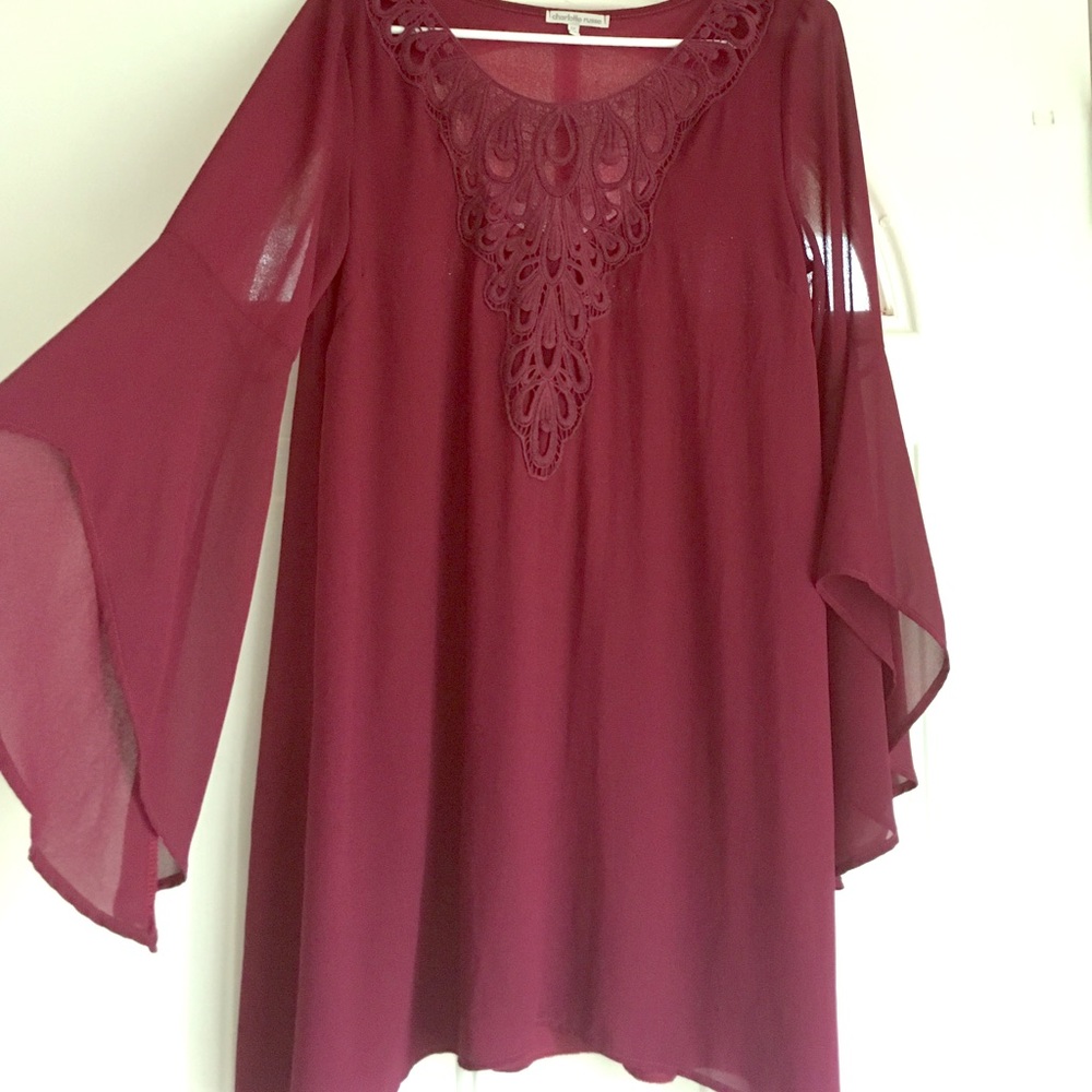 Maroon Bell Sleeved Dress