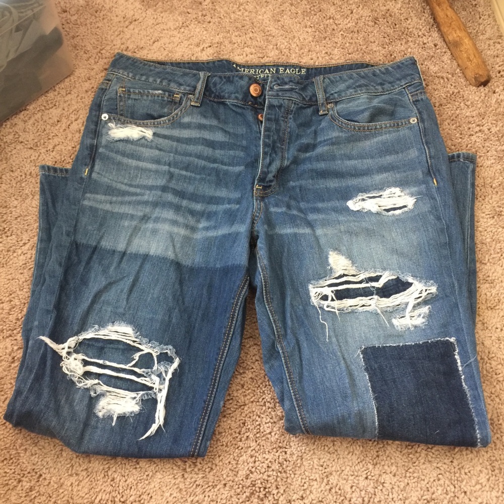 Patchwork tomgirl jeans