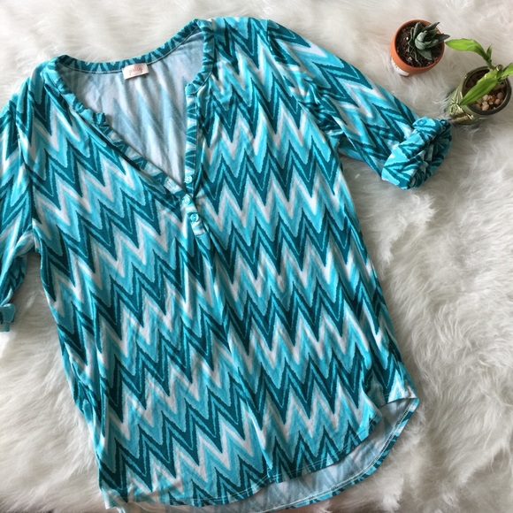 Pixley Tops - Pixley Blue Chevron Blouse