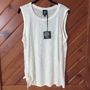 Bobeau L tie front tank sleeveless top knit shirt