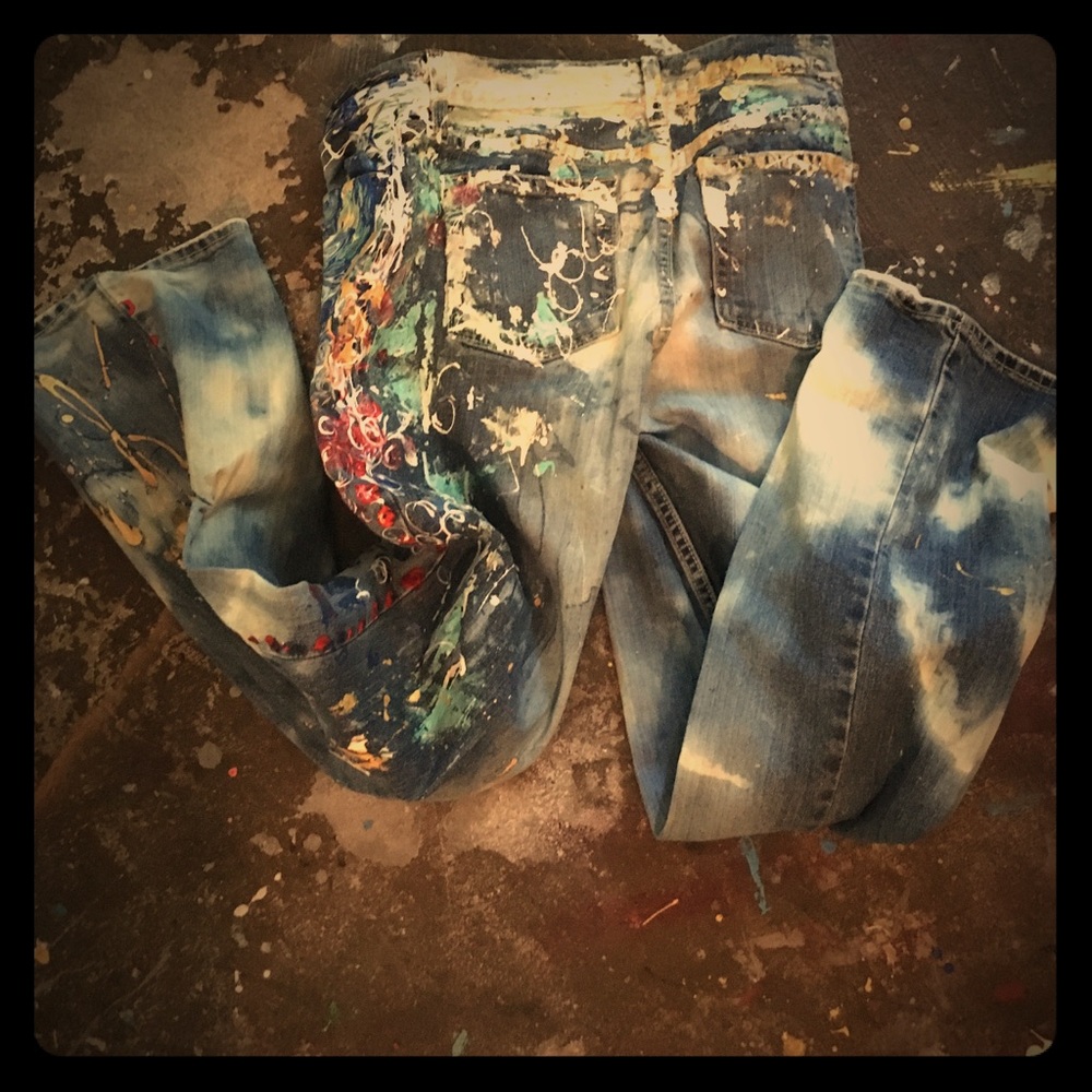 Hand painted vintage jeans