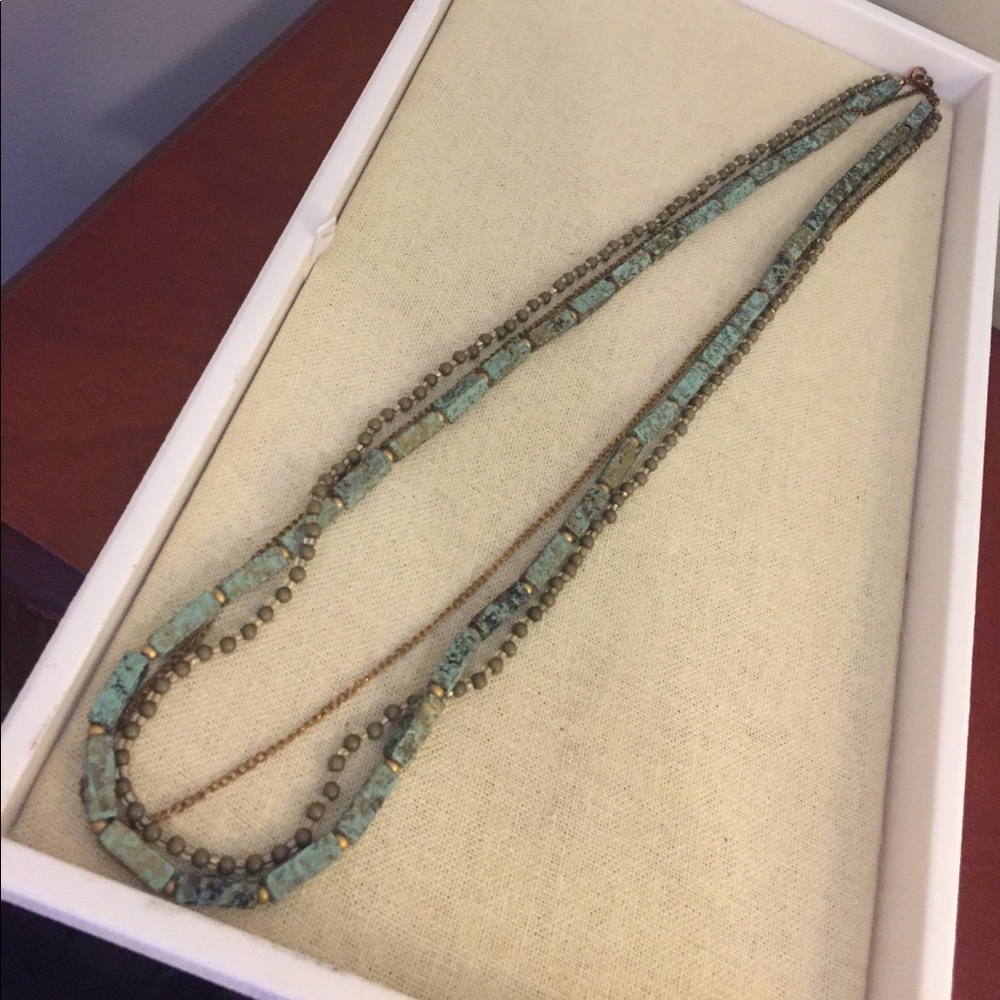 Green, turquoise and gold necklace