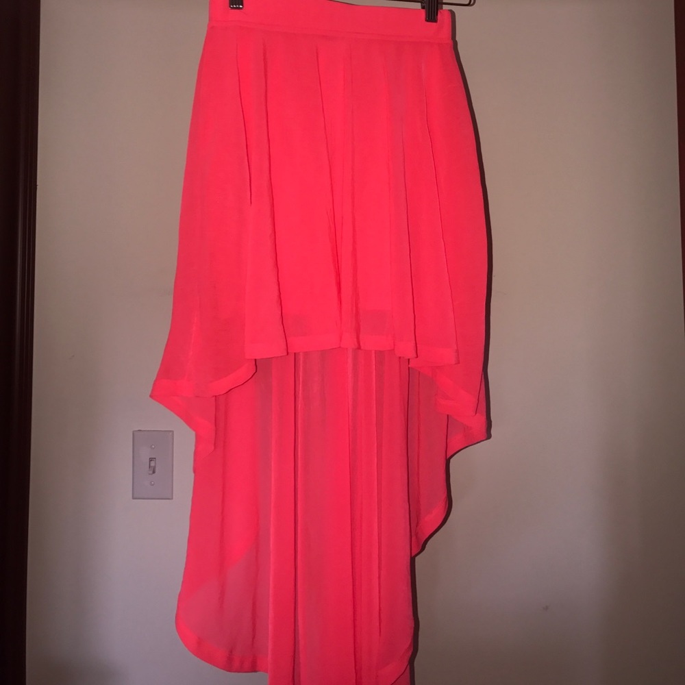 Neon Pink High Low Skirt