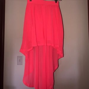 Neon Pink High Low Skirt