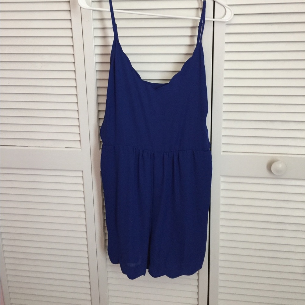 Scalloped royal blue romper
