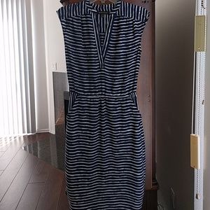 Banana Republic navy and white striped dress