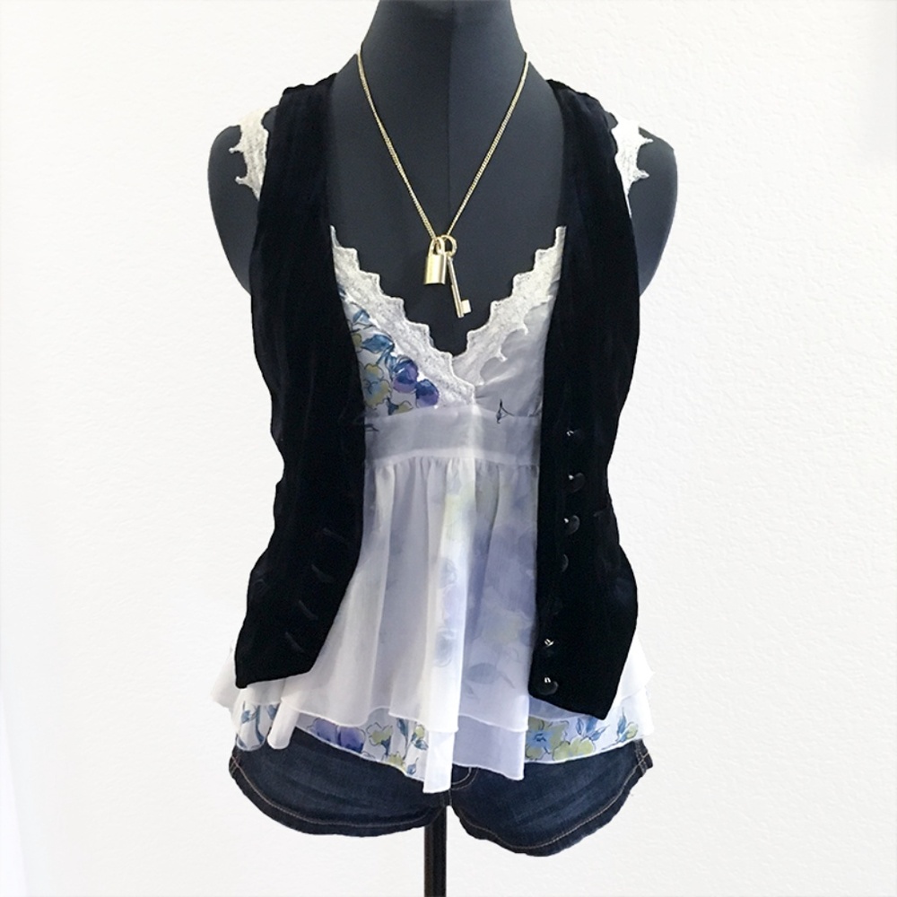 NWT Black Velvet Betsey Johnson Vest