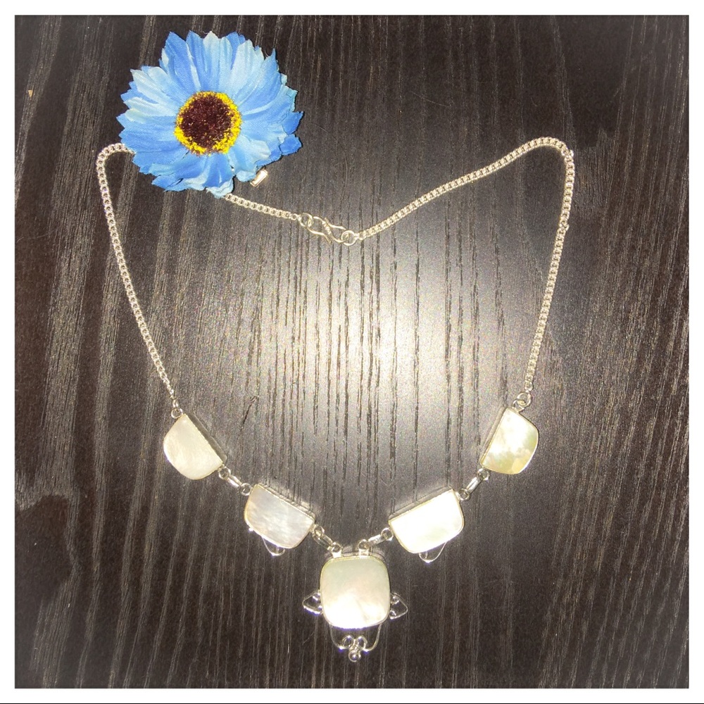 New🍒🍒Pearl Sterling Silver Statement Necklace