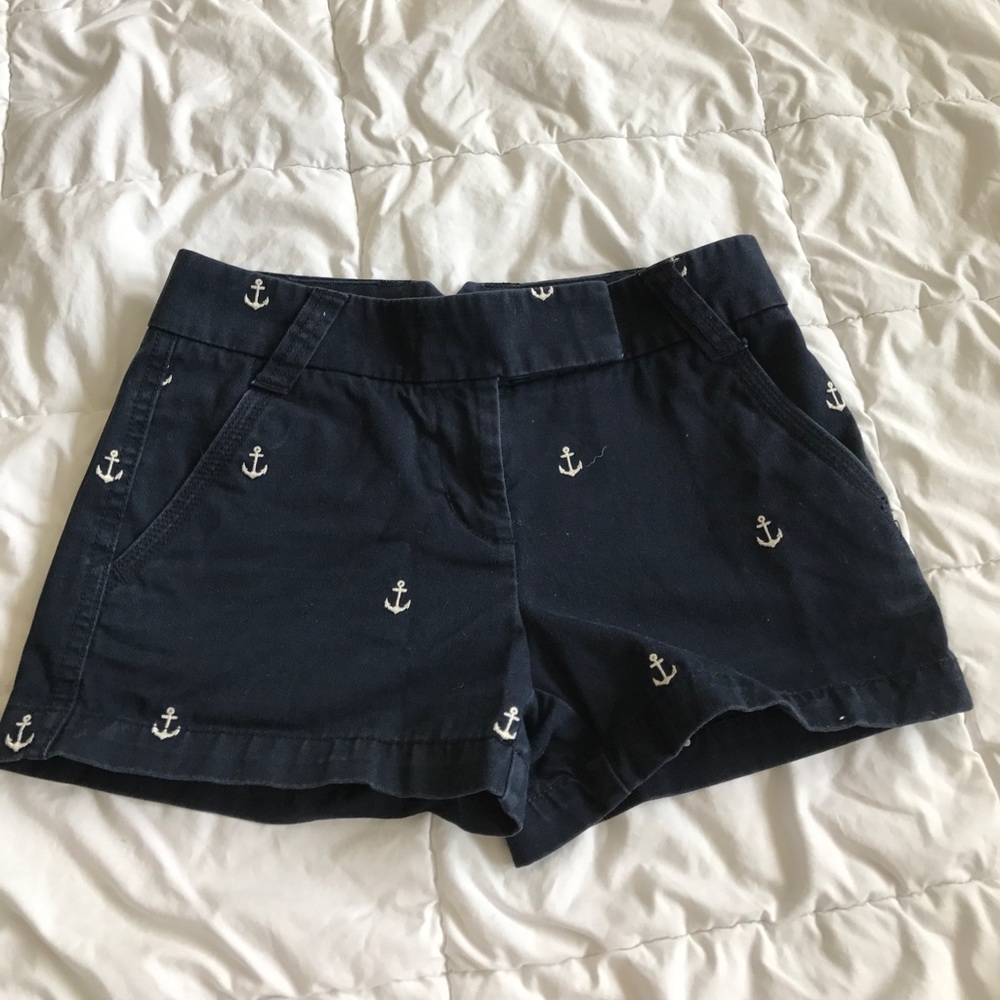 J. Crew Navy Anchor Embroidered Shorts