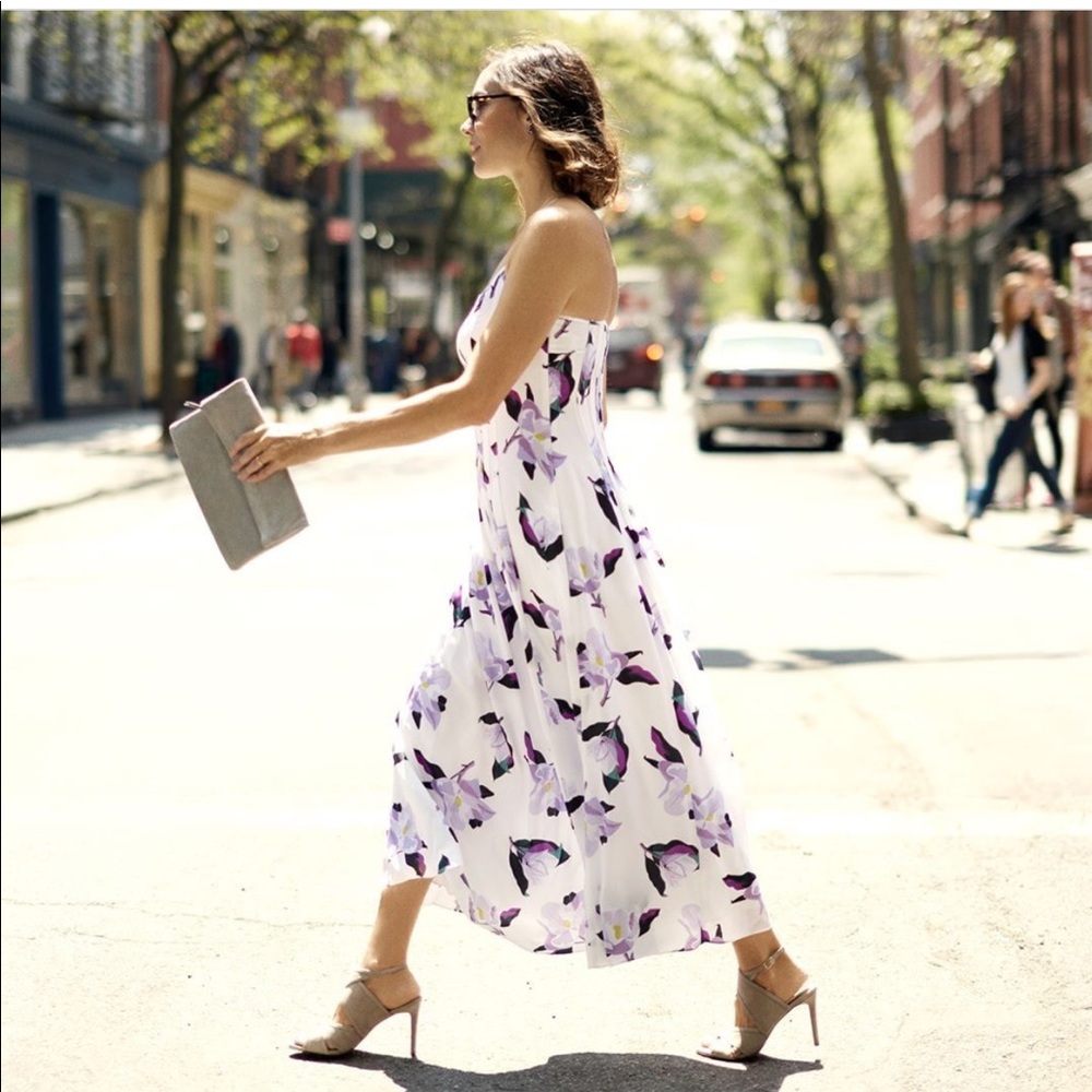 White dress with purple flowers