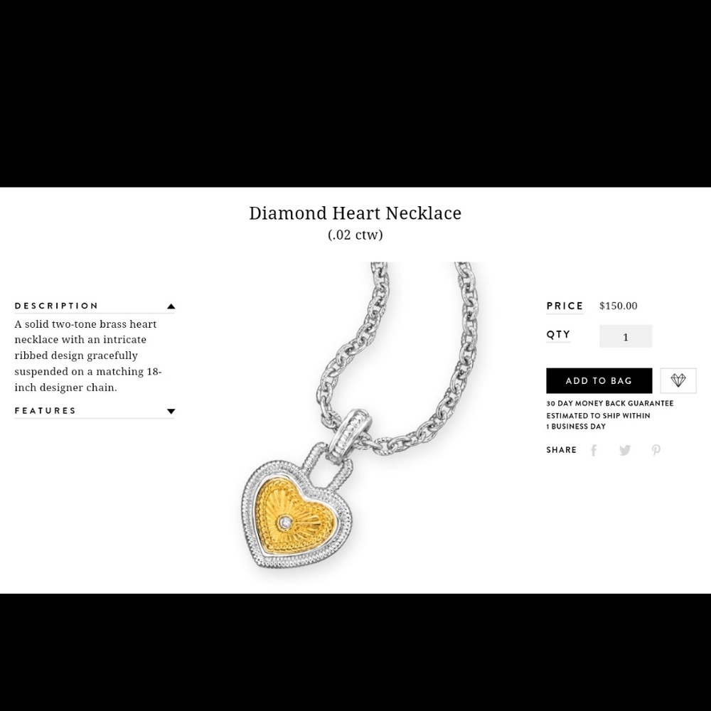 NWOT Diamond Heart Necklace (.02 carat)