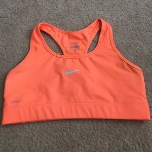 Orange Nike Pro dri fit sports bra