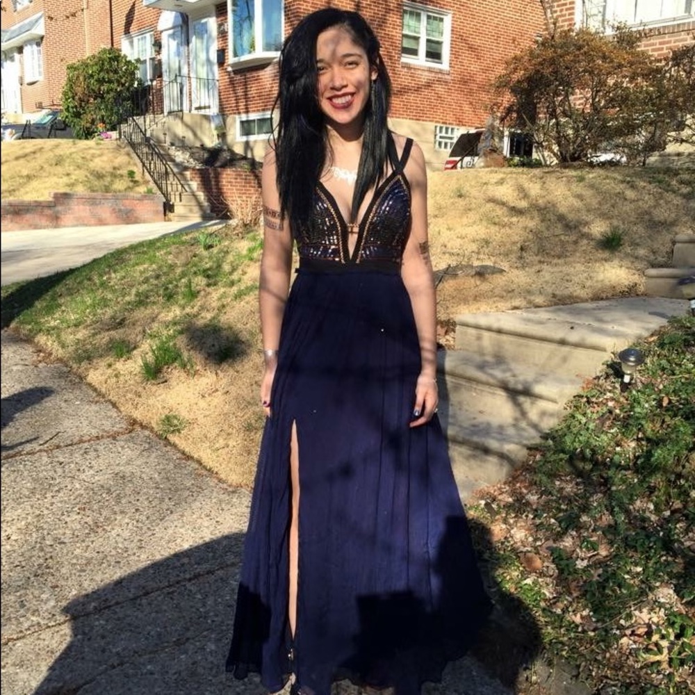 Free People Golden Chalice Dress in Midnight Blue