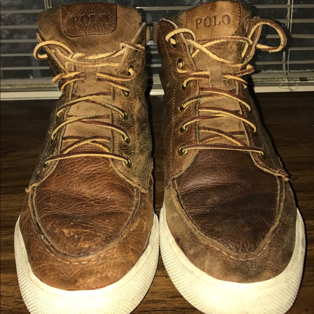 Men's Brown Leather Polo High Tops!!! Great Shoes!