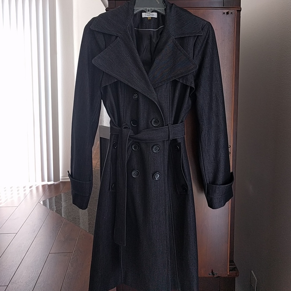 Calvin Klein charcoal trench coat
