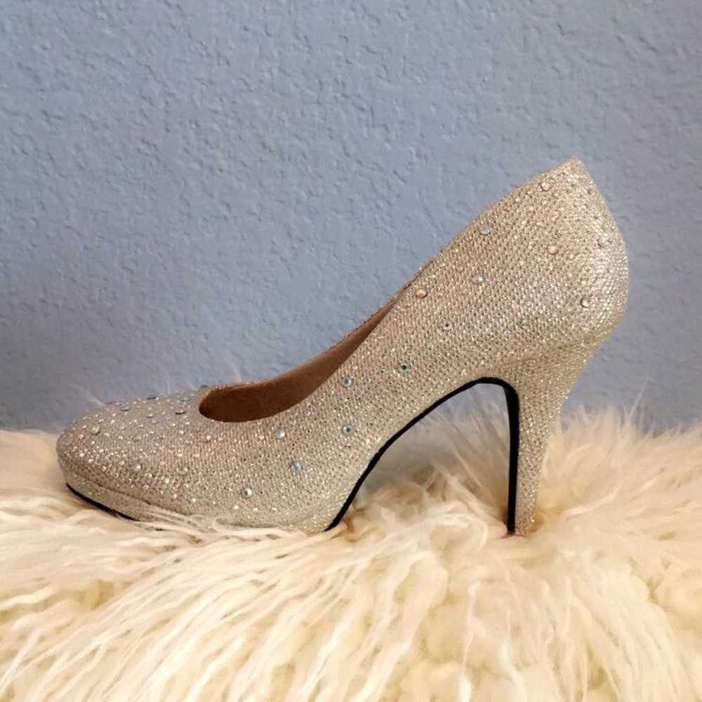 Silver glittery heels