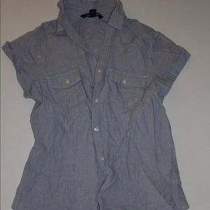 Forever 21 button down. Navy w/ white Thin stripes