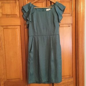 Loft teal flutter sleeve dress
