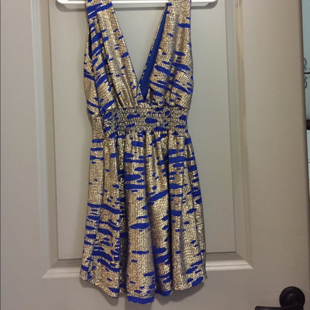 Blue and gold romper