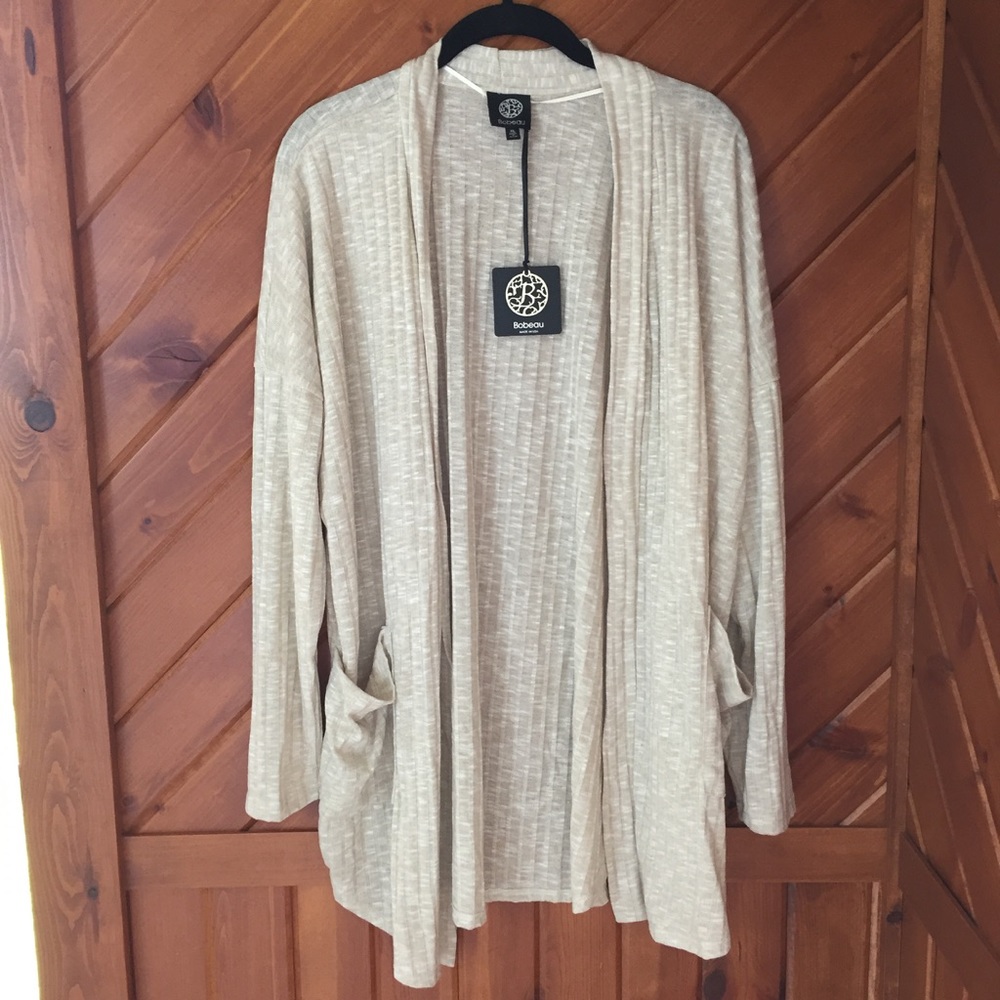Bobeau cardigan 3/4 sleeve sweater kit pockets