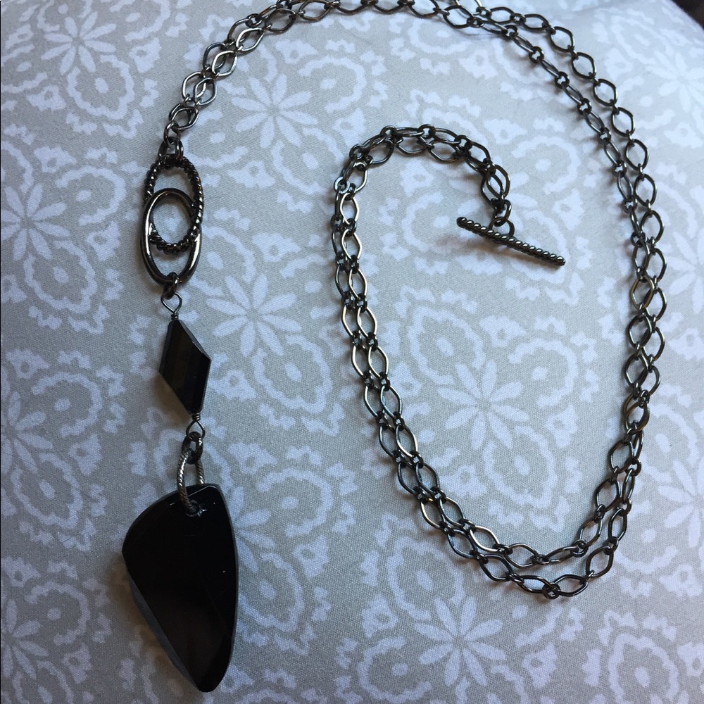 Adjustable Length Black Pendant Necklace