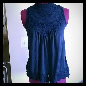 Cute crochet dark blue top