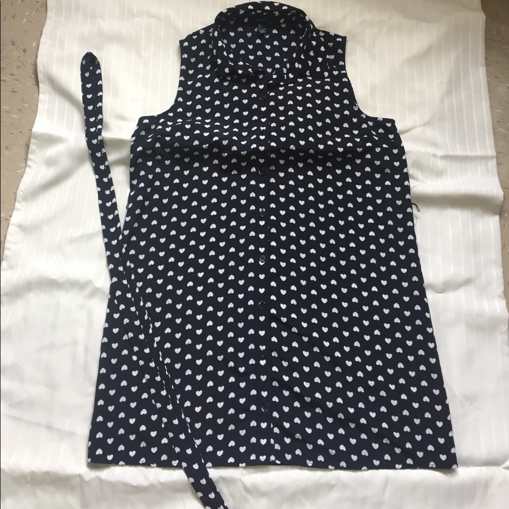 Dark blue with heart design button up dress