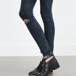 Zara Blue/Black Jeggings Sz 6/28 NWOT Fits like 27