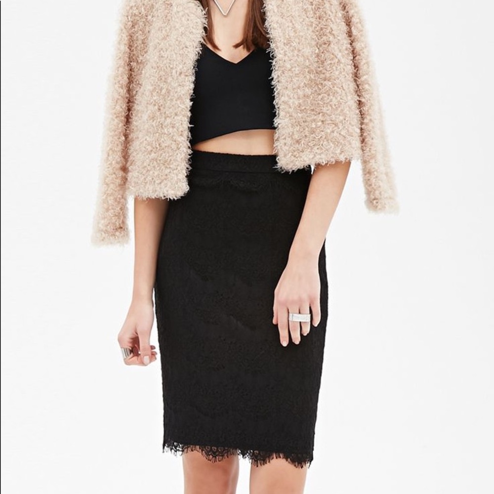 F21 Black Lace Pencil Skirt