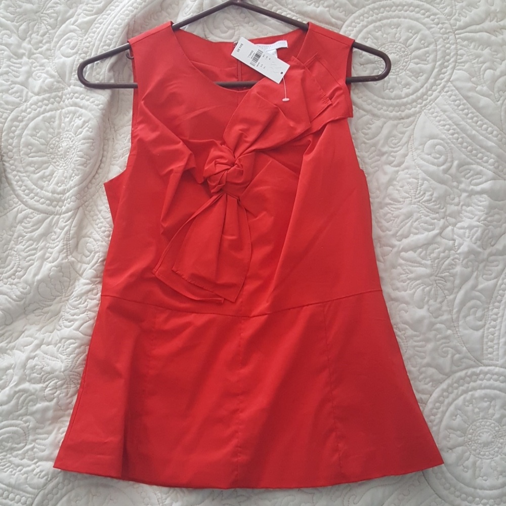 NWT NY and co red bow peplum top