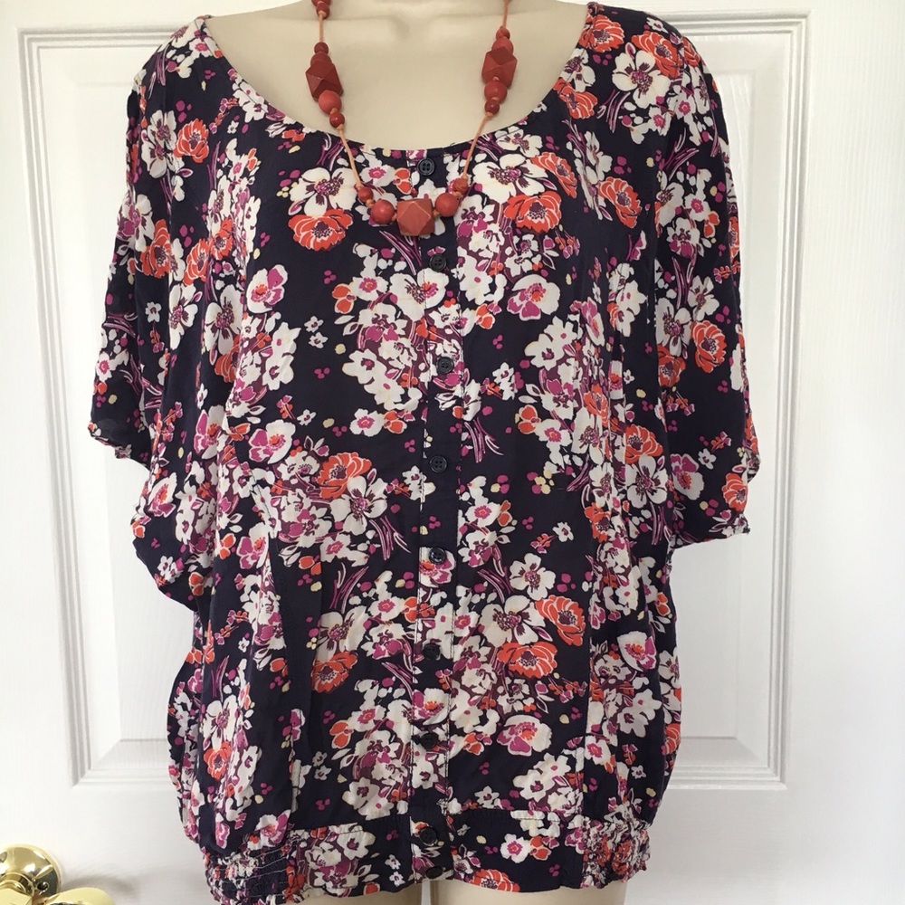FLUTTER SLEEVE FLOWER PRINT BLOUSE