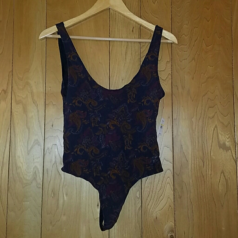 Free People So Fresh Mesh Printed Bodysuit