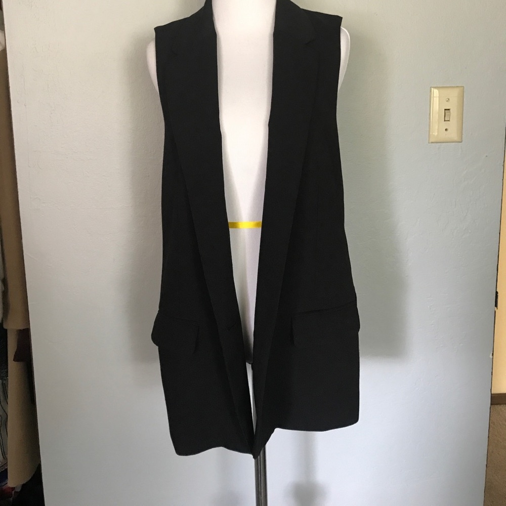 Black long vest - sleeveless blazer