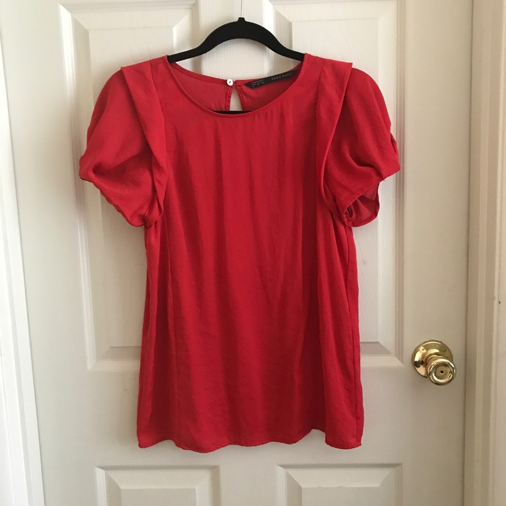 Red silk Zara blouse