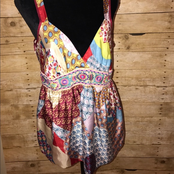 Johnny Was Tops - Johnny Was 100% Silk Top with Embroidered detail