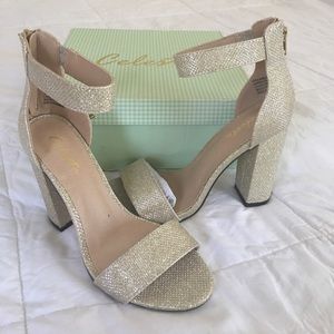 Shimmery Gold block heels