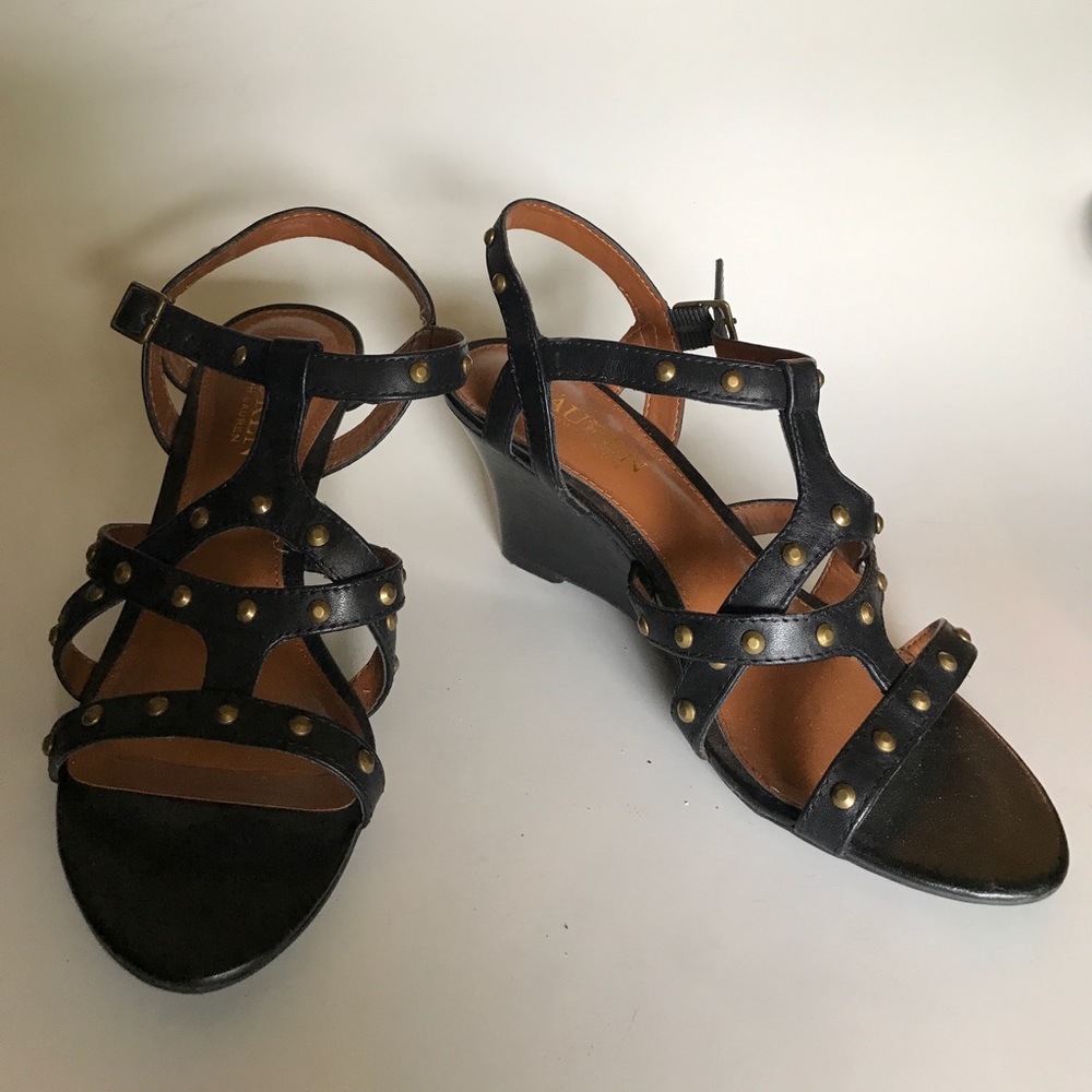 Ralph Lauren Studded Black Wedges