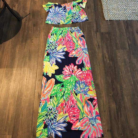Lilly Pulitzer Mansi Set Two-Piece Maxi/Crop Top - Picture 5 of 7