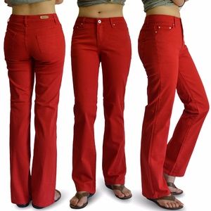 WOMENS RED COLOR DENIM STRETCH JEANS 5834-red
