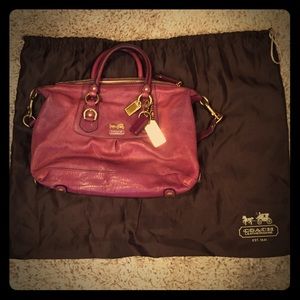 Coach purple leather satchel/shoulder bag