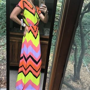 NWT Maxi Dress. Bright, neon print.