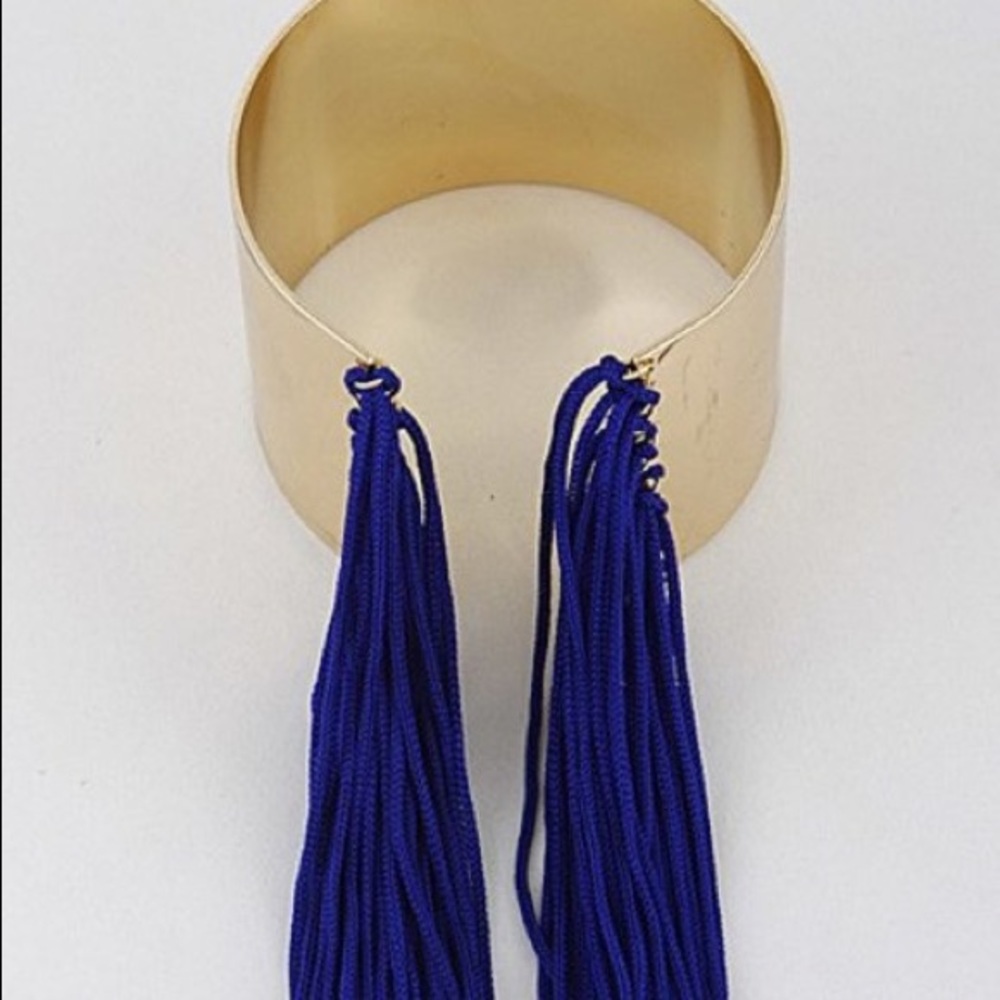 Gold & Royal Blue Fringe Cuff